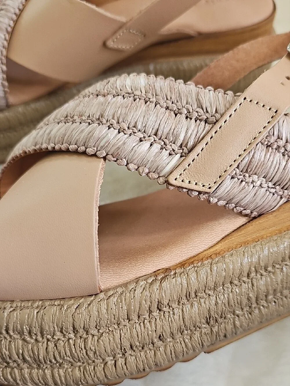 bernie mev PREMIUM Made In Italy Braided Slingback Platform Sandals in Tan